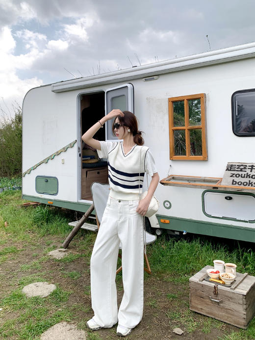 <曾小咸推荐>3.26现货秒杀 ！微信超特价！撞色条纹拼接假两件针织短袖 日常129.99 立减70 秒杀59.99！！ 商品图9