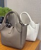 荔枝纹牛皮菜篮子包（白 大象灰） 商品缩略图2