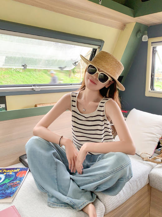 <曾小咸推荐>3.26现货秒杀 ！微信超特价！2色条纹U领针织背心 日常99.99 立减50 秒杀49.99！！ 商品图8