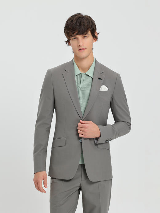 callisto灰调苔原绿羊毛混纺西服 商品图2