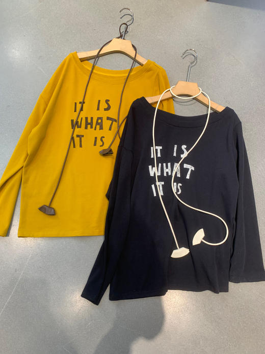 【门店同款】ENJOY秋季“光阴序语”慵懒撞色腰绳长袖T 164747856 商品图0