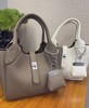 荔枝纹牛皮菜篮子包（白 大象灰） 商品缩略图0
