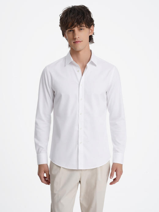 callisto白色高支纯棉挺括长袖衬衫 商品图2