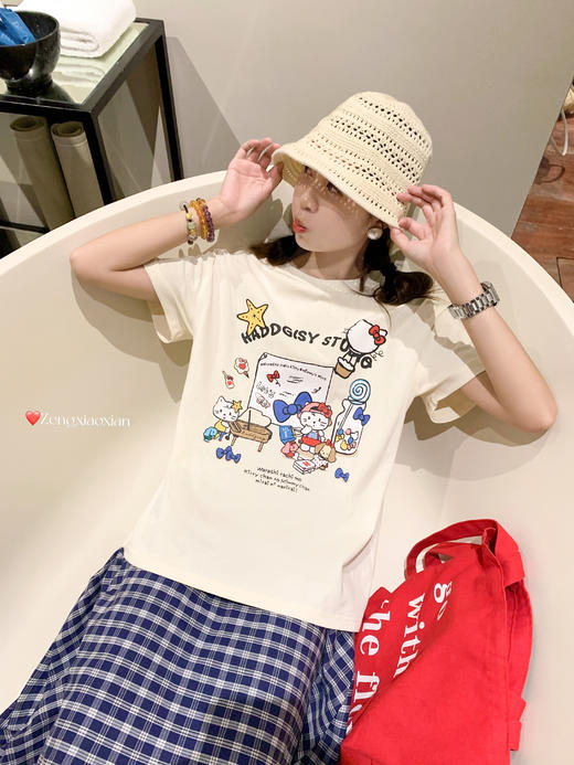 <曾小咸推荐>3.26现货秒杀 ！微信超特价！卡通印花短袖T 日常129.99 立减70 秒杀59.99！！两穿格子半裙 秒杀79.99！！ 商品图7