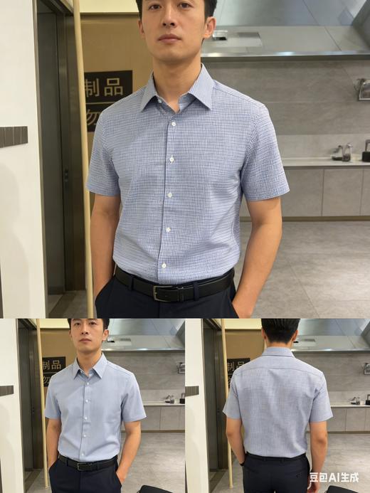 G2000男装SS26商场新款【多面弹性/免烫防皱】修身短袖衬衫61133673 商品图1