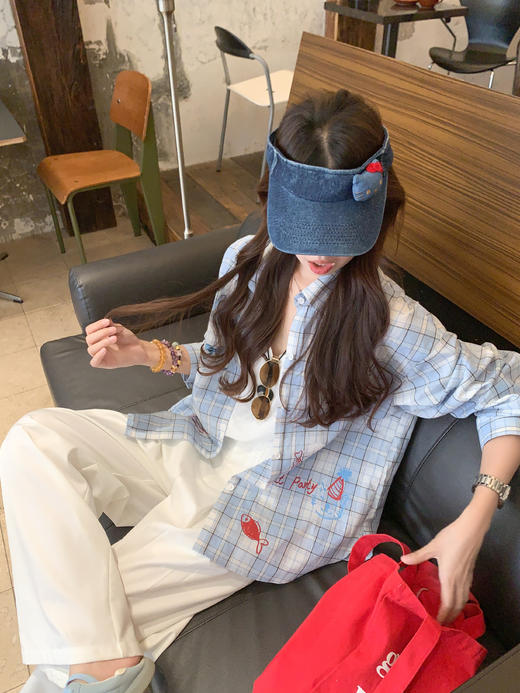 <曾小咸推荐>3.26现货秒杀 ！微信超特价！韩系涂鸦格子衬衫 日常169.99 立减90 秒杀79.99！！ 商品图8