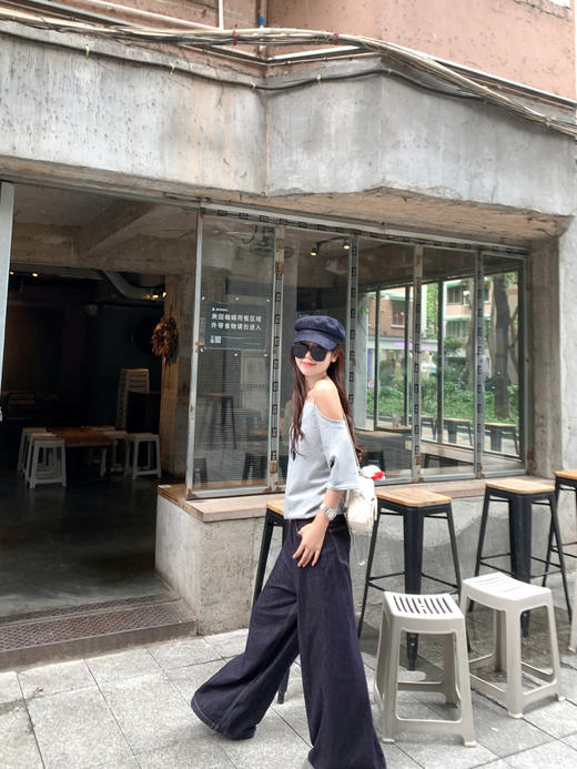 <曾小咸推荐>3.27现货秒杀 ！微信超特价！一字肩两穿短袖T恤 日常89.99 立减40 秒杀49.99！！白色垂感阔腿休闲裤 秒杀79.99！ 商品图4