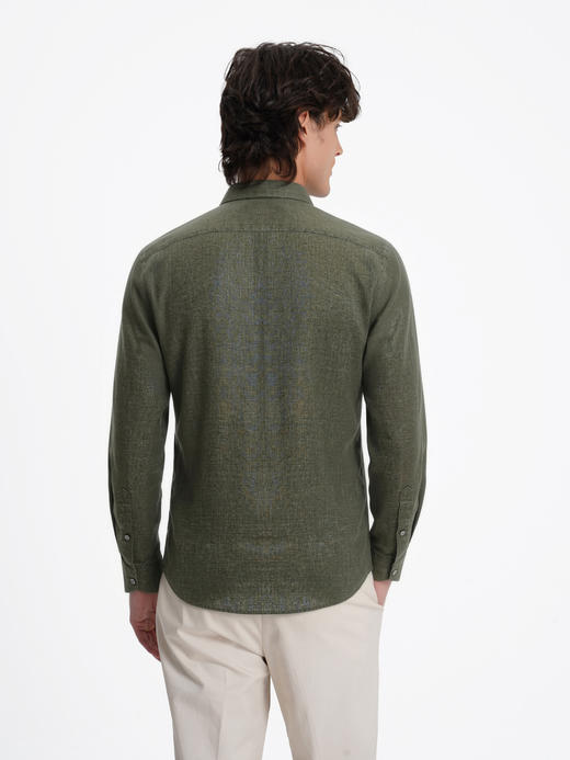 callisto绿色亚麻一字领休闲衬衫 商品图4