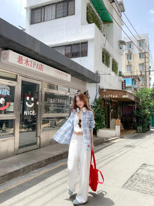 <曾小咸推荐>3.26现货秒杀 ！微信超特价！韩系涂鸦格子衬衫 日常169.99 立减90 秒杀79.99！！ 商品图12