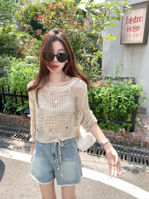 <曾小咸推荐>3.27现货秒杀 ！微信超特价！韩系亮片镂空长袖罩衫 日常119.99 立减60 秒杀59.99！！ 商品图10