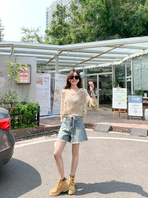 <曾小咸推荐>3.27现货秒杀 ！微信超特价！韩系亮片镂空长袖罩衫 日常119.99 立减60 秒杀59.99！！ 商品图5