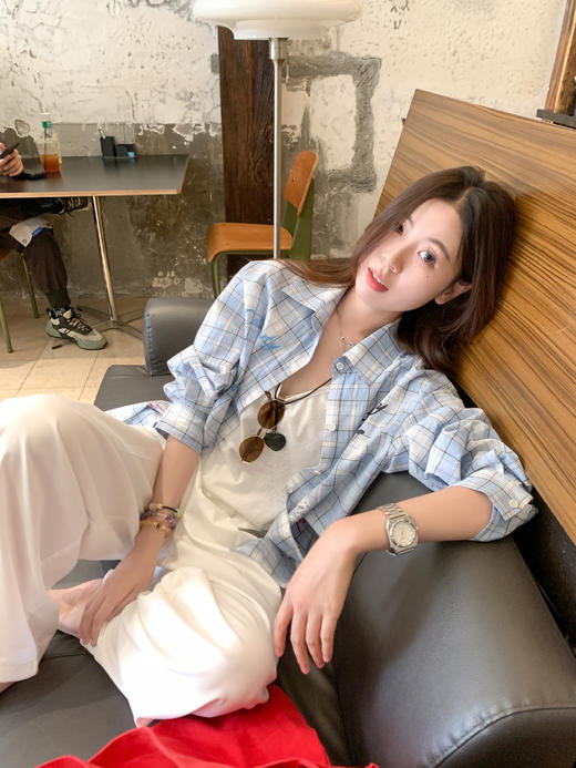 <曾小咸推荐>3.26现货秒杀 ！微信超特价！韩系涂鸦格子衬衫 日常169.99 立减90 秒杀79.99！！ 商品图9