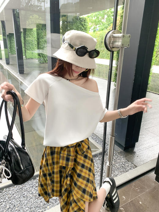 <曾小咸推荐>3.27现货秒杀 ！微信超特价！一字肩两穿短袖T恤 日常89.99 立减40 秒杀49.99！！白色垂感阔腿休闲裤 秒杀79.99！ 商品图11