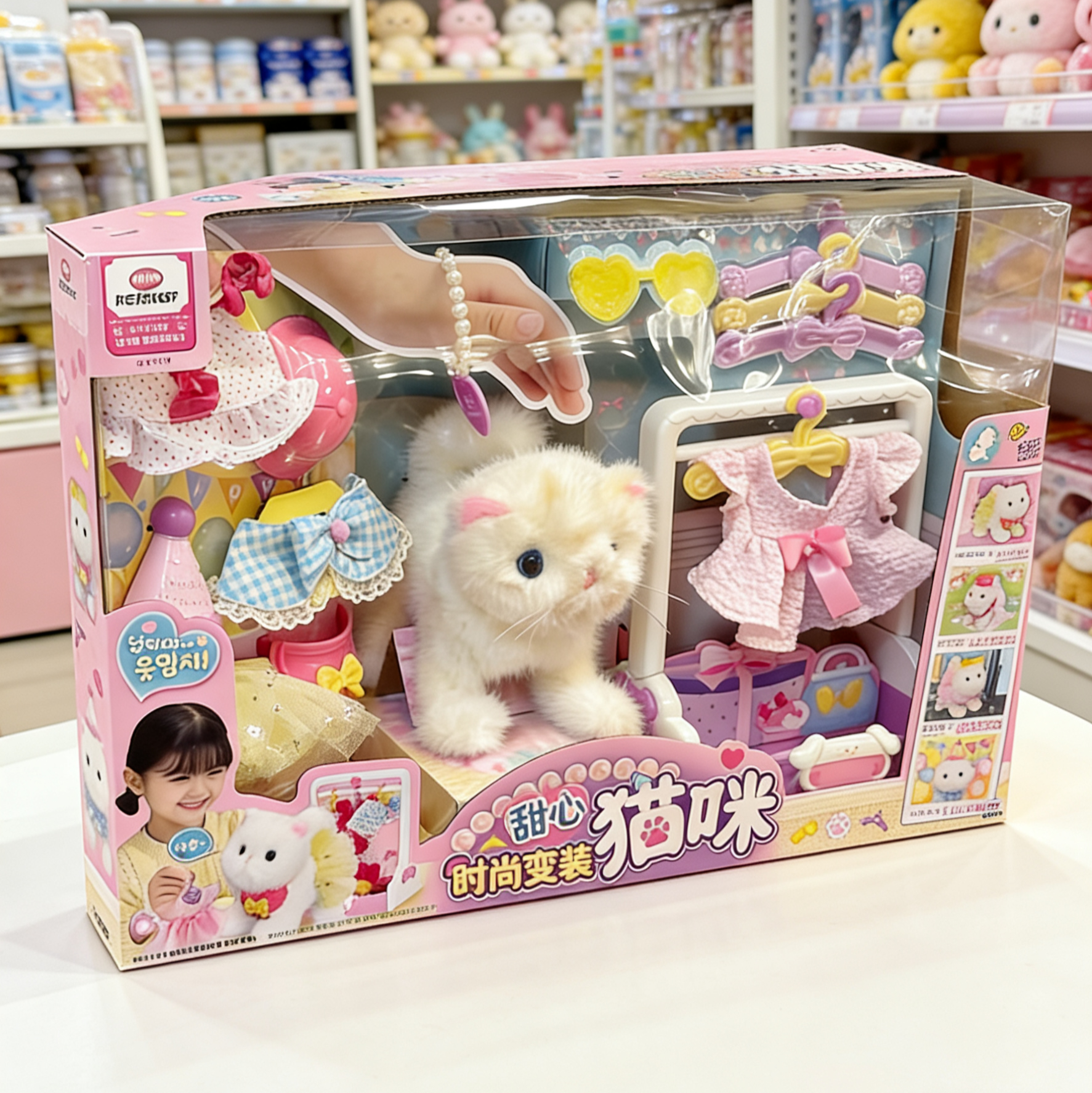 mimiworld儿童换装宠物甜心猫咪装扮裙子会走路摇尾巴女孩玩具猫