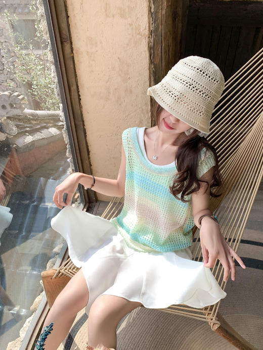 <曾小咸推荐>3.26现货秒杀 ！微信超特价！彩色镂空针织背心 日常119.99 立减60 秒杀59.99！！米色慵懒山本裤 秒杀69.99！ 商品图6