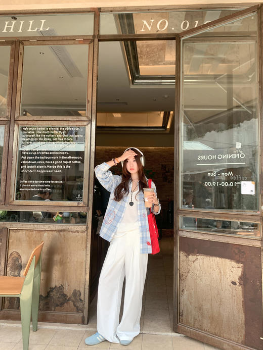 <曾小咸推荐>3.26现货秒杀 ！微信超特价！韩系涂鸦格子衬衫 日常169.99 立减90 秒杀79.99！！ 商品图5