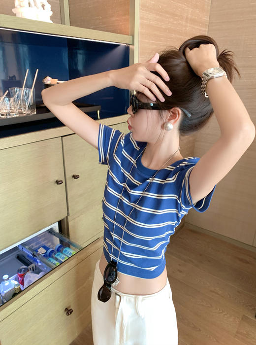 <曾小咸推荐>3.27现货秒杀 ！微信超特价！撞色条纹短袖T恤 日常99.99 立减60 秒杀39.99！！ 商品图7