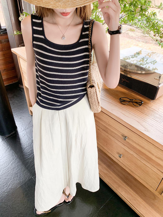 <曾小咸推荐>3.26现货秒杀 ！微信超特价！2色条纹U领针织背心 日常99.99 立减50 秒杀49.99！！ 商品图9