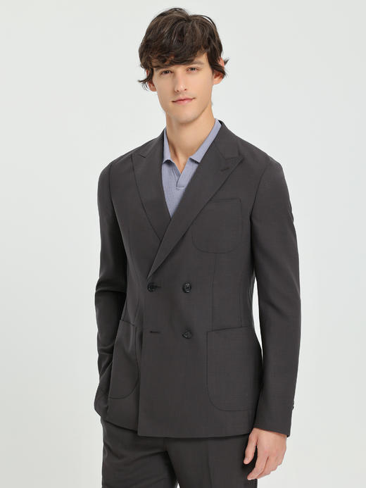 callisto咖色全羊毛双排扣西服 商品图3