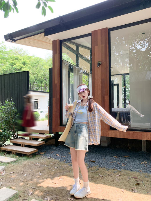 <曾小咸推荐>3.27现货秒杀 ！微信超特价！韩系撞色格纹衬衫 日常159.99 立减90 秒杀69.99！！ 商品图6