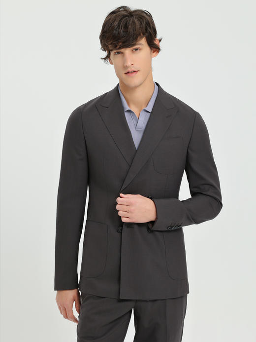 callisto咖色全羊毛双排扣西服 商品图2