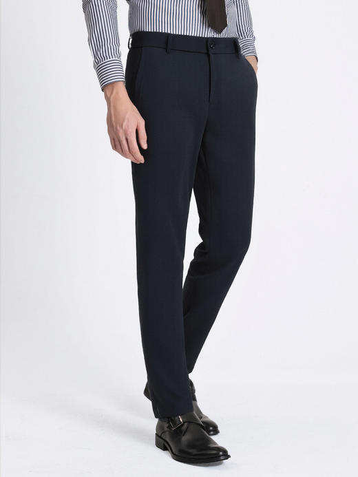 callisto藏青冰藻泥莫代尔混纺人字纹西裤 商品图3