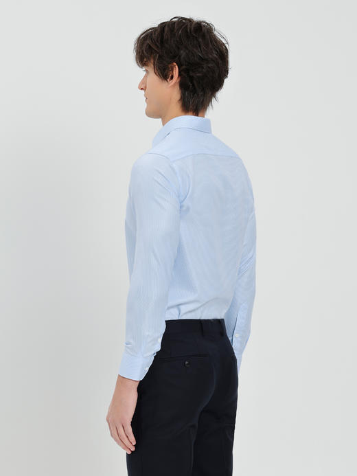 callisto蓝色丝棉小干鸟格长袖衬衫 商品图4