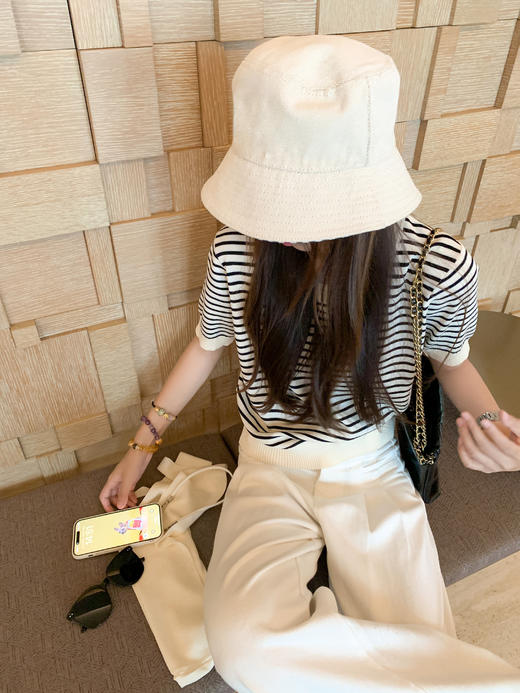 <曾小咸推荐>3.27现货秒杀 ！微信超特价！撞色条纹带披肩短袖 日常149.99 立减80 秒杀69.99！！ 商品图7