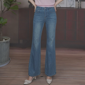 司歌弹力薄微喇叭牛仔长裤夏女显瘦显高D93G8823