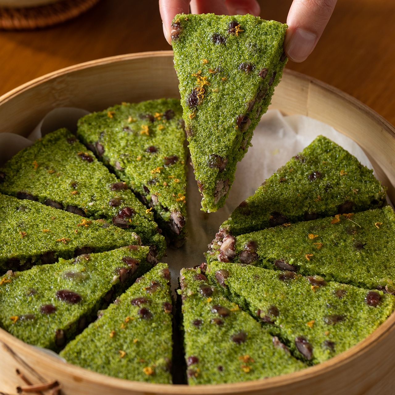 麦青红豆糕|糯中带韧丝丝清甜，越嚼越香