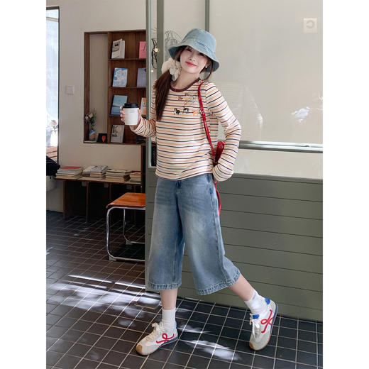 <曾小咸推荐>3.28现货秒杀 ！微信超特价！韩系小狗印花条纹T 日常159.99 立减90 秒杀69.99！！ 商品图2