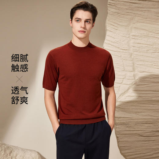 安东尼奥A&N 【精纺绵羊毛 多色可选】亲肤不扎短袖T恤男简约百搭半袖打底衫6237740 商品图2