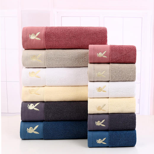 PLAYBOY花花公子 素简双条（礼盒装）毛巾74*34CM/浴巾140*70CM HM808-3 商品图4