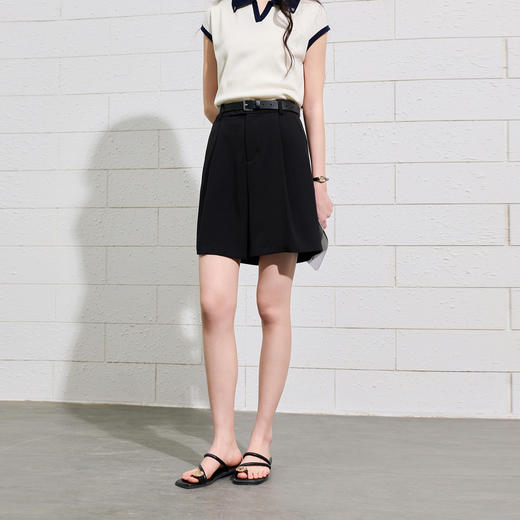 三彩2026夏季新款休闲中裤高腰百慕大五分裤宽松通勤S 商品图3