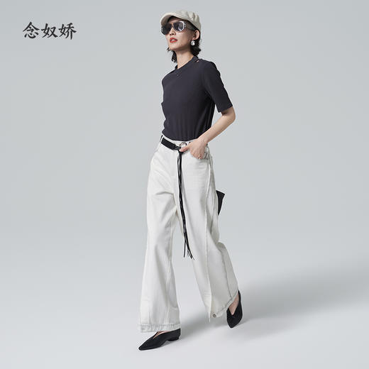 【商场同款】CNA6349 “ 露肩针织T恤 ” 精梳棉螺纹针织T恤 舒适亲肤 小设计更有韵味 商品图6