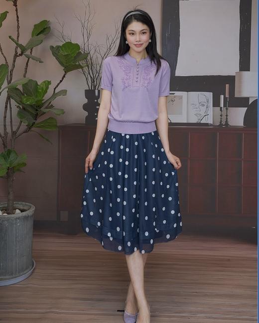 司歌国风弹力绣花针织衫上衣轻薄透气收腰女夏G93G3842 商品图1