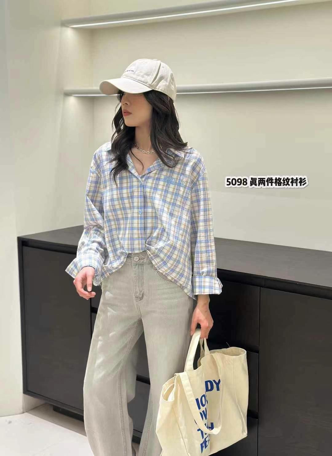 C45098#真两件格纹衬衫