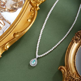 子佩集【蓝海诗心】银S925珍珠惜王妃项链【ZZXL024】2.8mm珠蓝水滴2601