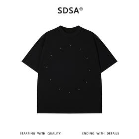 SDSA男装2026新款高贵轻奢韩系简约环形刺绣宽松圆领短袖T恤百搭