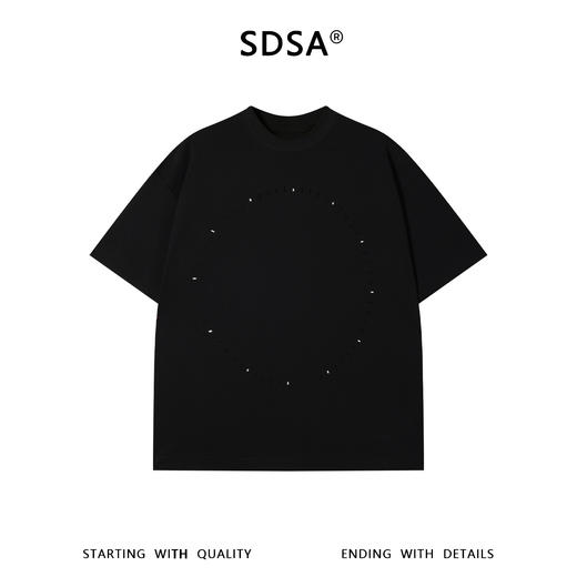 SDSA男装2026新款高贵轻奢韩系简约环形刺绣宽松圆领短袖T恤百搭 商品图0