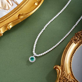 子佩集【森语初晴】银S925珍珠惜王妃项链【ZZXL021】2.8mm珠绿太阳花2601