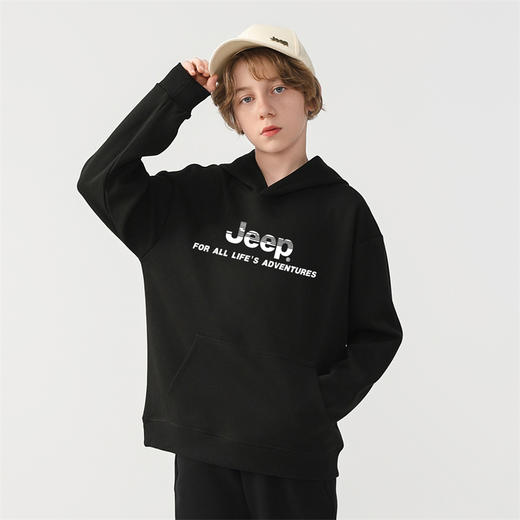 【儿童服饰丨JeepKids吉普儿童户外运动连帽卫衣】130-175码可选，华棉复合面料，质地柔软，贴合身体不紧绷，玩耍更自在，环保印染高色牢度，不易褪色，版型简约时尚，适合多场景穿搭 商品图5