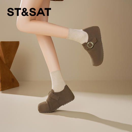 星期六26春新款质感绒面百搭厚底勃肯鞋SSE1112CMZ 商品图3