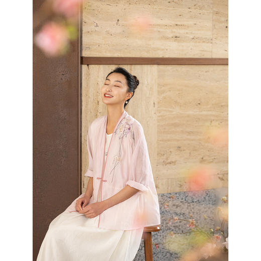 牧衣游原创 丝棉手工刺绣外套新款轻薄宽松古朴百搭防晒开衫 筑心 商品图1