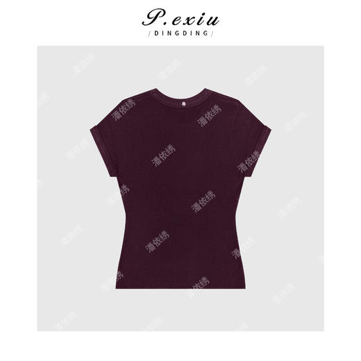 PanYiXiu/潘依绣
【显瘦天菜】羊毛修身显瘦极简圆领针织短袖上衣 D416 商品图2
