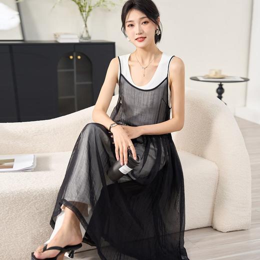 米思阳新款休闲网纱吊带连衣裙薄款外搭叠穿裙子女2354 商品图2