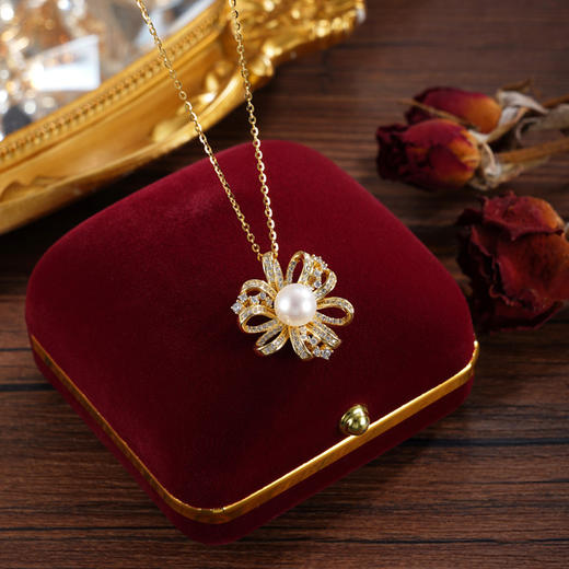 子佩集【繁花序曲】银S925珍珠惜王妃套链【XXDZ054】7mm珠镀金花朵2601 商品图1