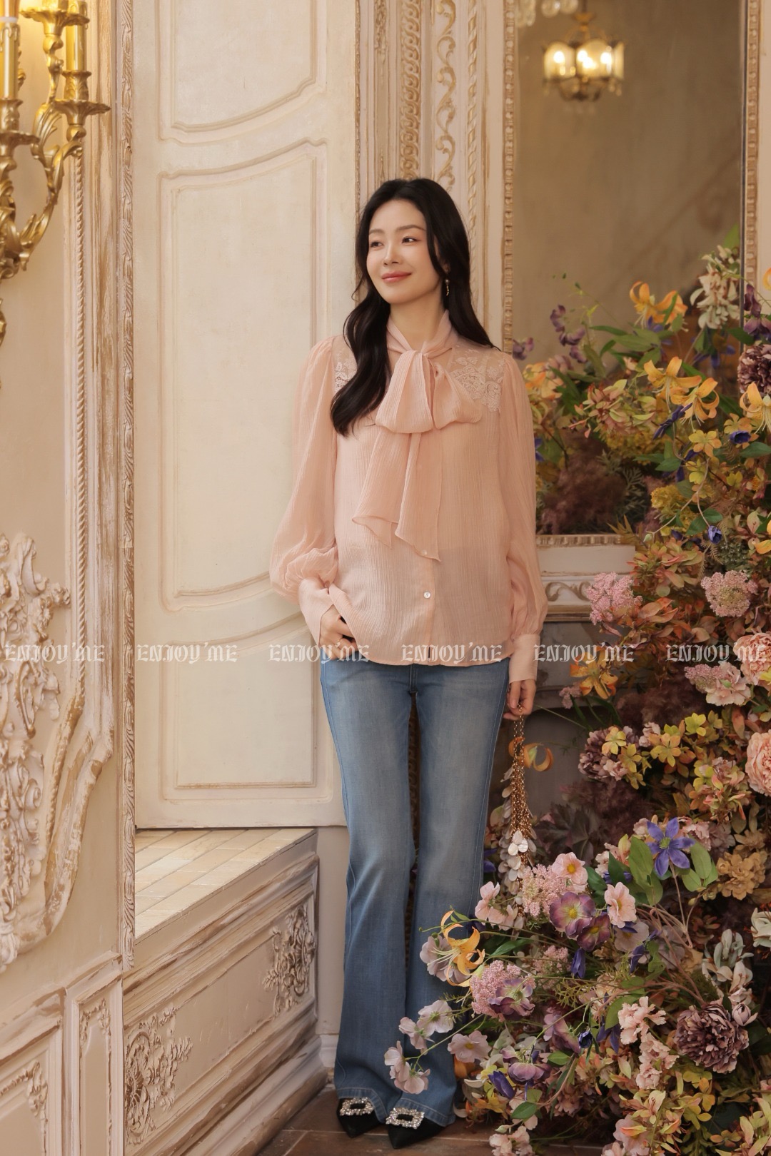 【门店同款】ENJOY夏季润雨蓝修身喇叭裤 170496686