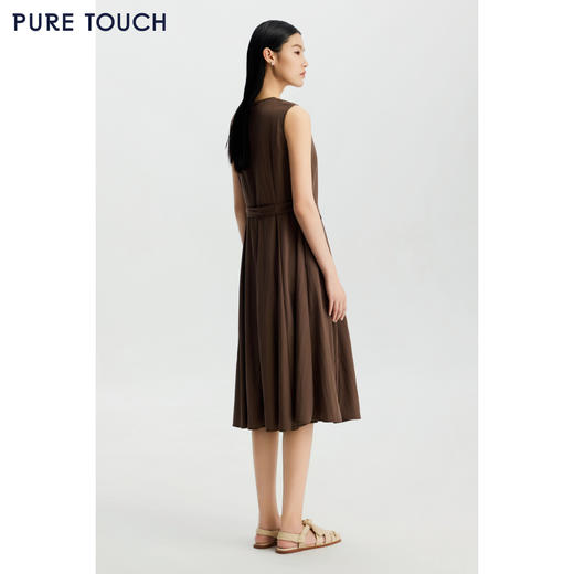 PURE TOUCH女装26春夏新款圆领无袖连衣裙系带收腰中长款过膝长裙 商品图4