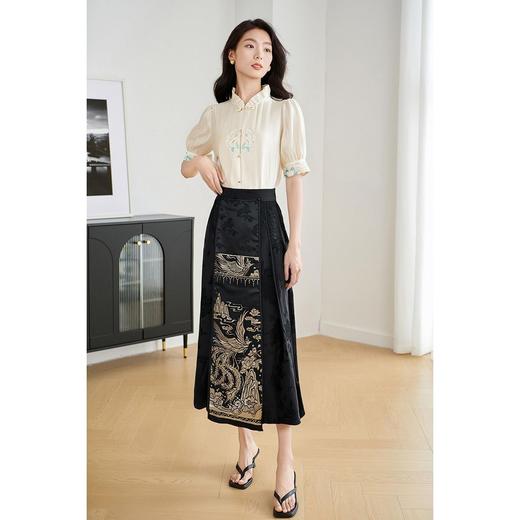 米思阳新中式复古绣花时尚套装国风小衫马面裙两件套女5M25BG4070 商品图4